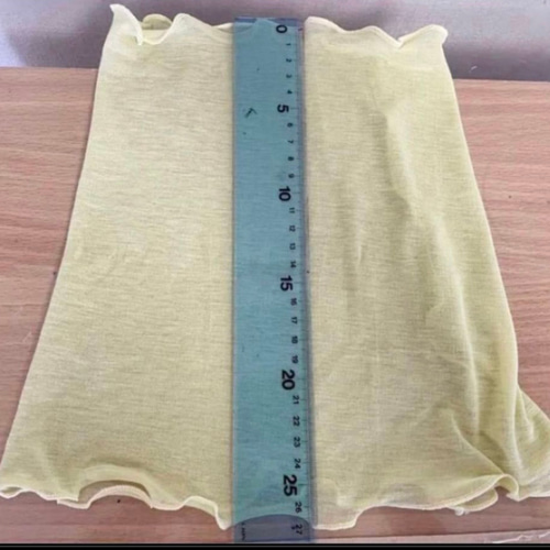 綿100%レモンイエロー色レースシングルウェーブ手染めネックウォーマー  