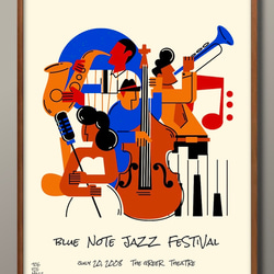 ポスター アート 絵画『ジャズ　JAZZ　バンド』北欧 A3 イラスト デザイン マット紙■7473 1枚目の画像