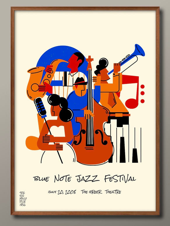 ポスター アート 絵画『ジャズ JAZZ バンド』北欧 A3 イラスト