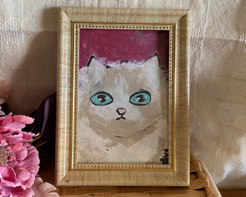 絵画。原画手描【かわいい猫ですね】03 絵画 アカザ麦 通販