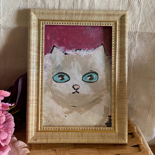 絵画。原画手描【かわいい猫ですね】03 絵画 アカザ麦 通販
