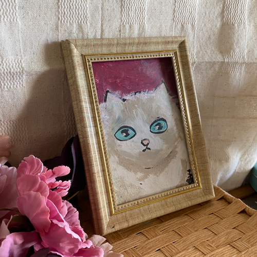 絵画。原画手描【かわいい猫ですね】03 絵画 アカザ麦 通販