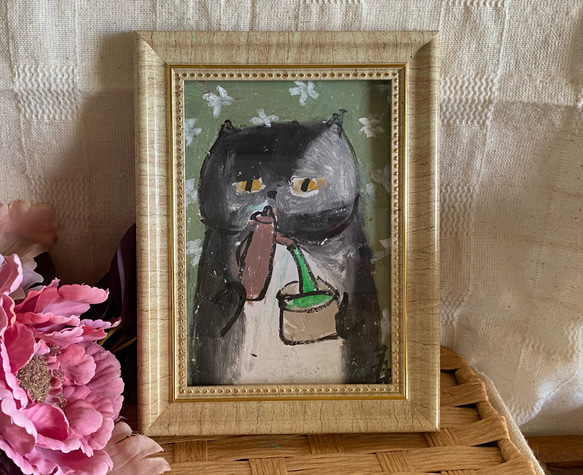 額縁付き手描き猫のデッサン 原画  ※一点もの 額縁付き手描き猫のデッサン 原画 ※一点もの