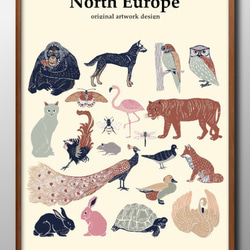 ポスター アート 絵画『グラーグ　動物　アニマル』北欧 A3 イラスト デザイン マット紙■7567 1枚目の画像