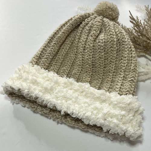 キッズ アイボリー ＆ スノー ホワイト スタイリッシュ ニット帽子