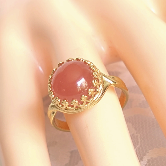Passion Rose ・・ペルー産 インカローズ ring（フリーサイズ・ゴールドカラー） 8枚目の画像