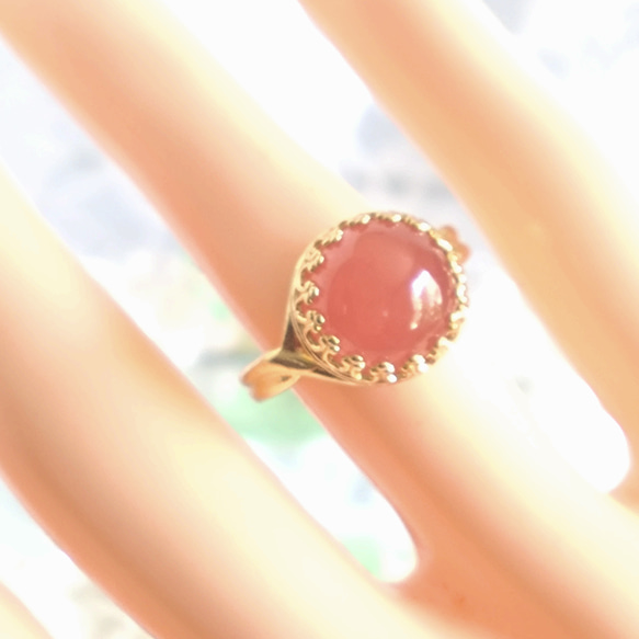 Passion Rose ・・ペルー産 インカローズ ring（フリーサイズ・ゴールドカラー） 2枚目の画像