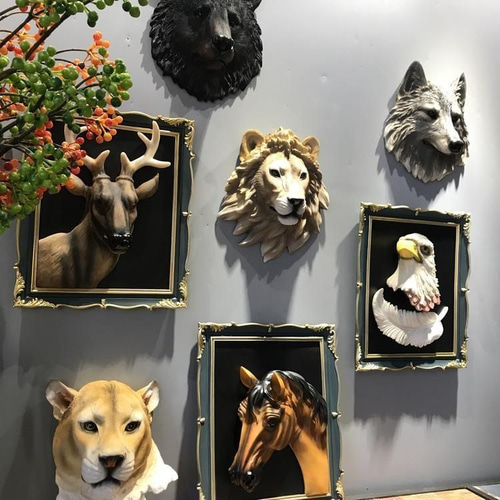 amabro ウッド アニマルヘッド ベア（熊） 木製 壁掛け オブジェ