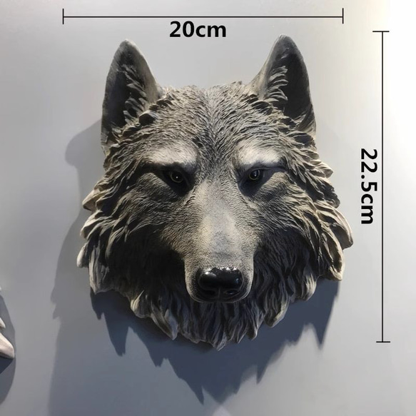 レプリカ 動物 ヘッドウォールマウント 狼 オオカミ 頭 インテリア フェイク 剥製 at-0102 2枚目の画像