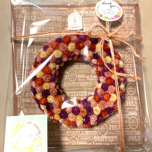 千日紅のリース フラワー・リース プレゼント 母の日 リース 七色の花
