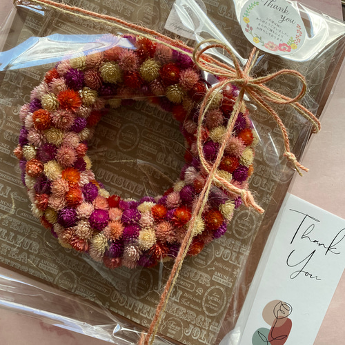 千日紅のリース フラワー・リース プレゼント 母の日 リース 七色の花