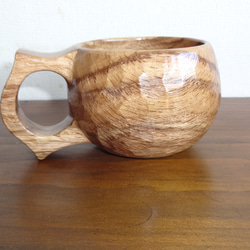 虎柄のシラカシの一木彫りコーヒーカップ 1枚目の画像