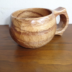 虎柄のシラカシの一木彫りコーヒーカップ 4枚目の画像