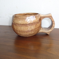 虎柄のシラカシの一木彫りコーヒーカップ 5枚目の画像