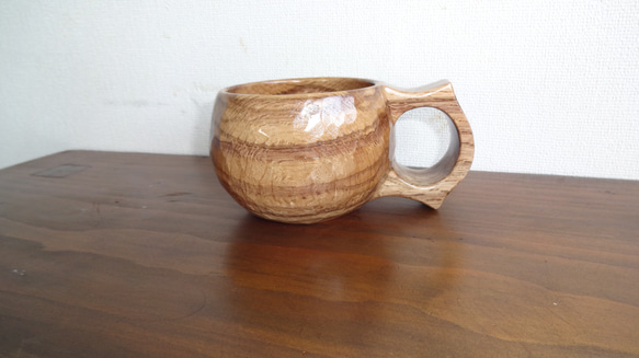 虎柄のシラカシの一木彫りコーヒーカップ 5枚目の画像