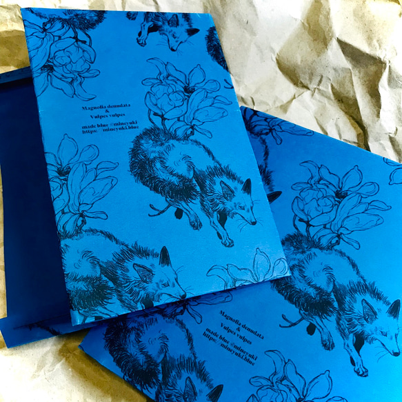 Fox & Magnolia - Waxpaper bookjacket　Deep blue ver. 1枚目の画像