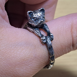 くるり　動物の指輪　猫　（シルバー） 4枚目の画像