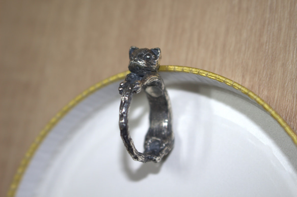 くるり　動物の指輪　猫　（シルバー） 1枚目の画像