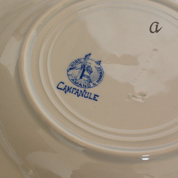 フランスアンティークプレート サンタマン St Amand Campanule 深皿 ブルー a 7枚目の画像