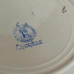 フランスアンティークプレート サンタマン St Amand Campanule 深皿 ブルー b 6枚目の画像