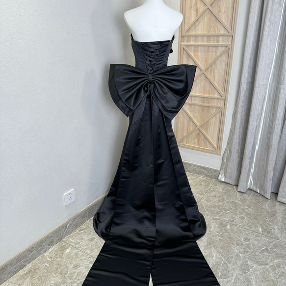 売れ人気商品！黒い　立体的なドレス　チューブトップ　ウェディングドレス　上質なドレス　サテン　花嫁パーティードレス前撮り 8枚目の画像
