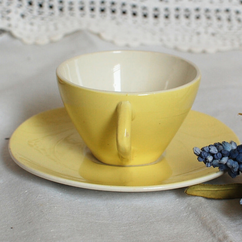 digoin サルグミンヌ カップ＆ソーサー ピンク＆イエロー フランス