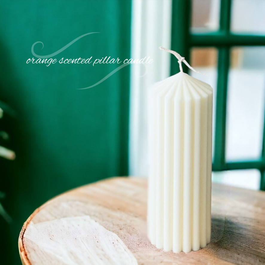 ピラーキャンドル3点セット スイートオレンジの香り