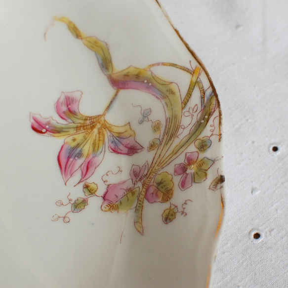 ラヴィエ皿 手描きのお花 フランスブロカント b 5枚目の画像