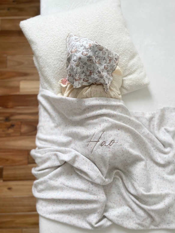 【お急ぎ可能】オーガニックコットン　 blanket　*名入れ刺繍| 春夏おすすめ 11枚目の画像
