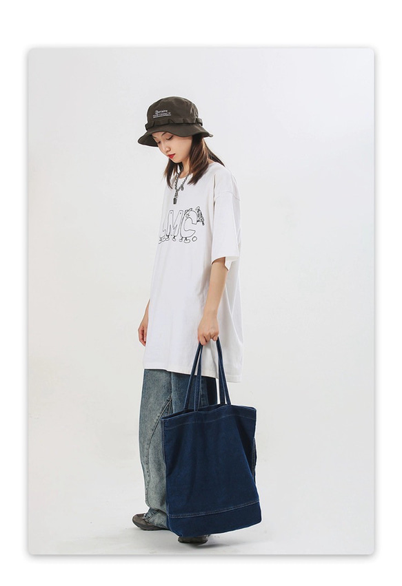 ファッション可愛いシンプル　男女日常用　デニム　トートバッグ　ショルダーバッグ 2枚目の画像