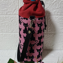 【Rosemary様】水筒カバー　ハンドメイド　サーモス500ml　ハート柄 flapper_bags ペットボトルホルダー 保冷 おしゃれ 巾着 500mL