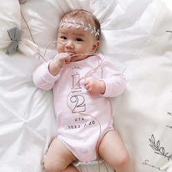 粉紅色半生日連身長袖姓名嬰兒內衣嬰兒禮物照片拍攝♡ 第2張的照片