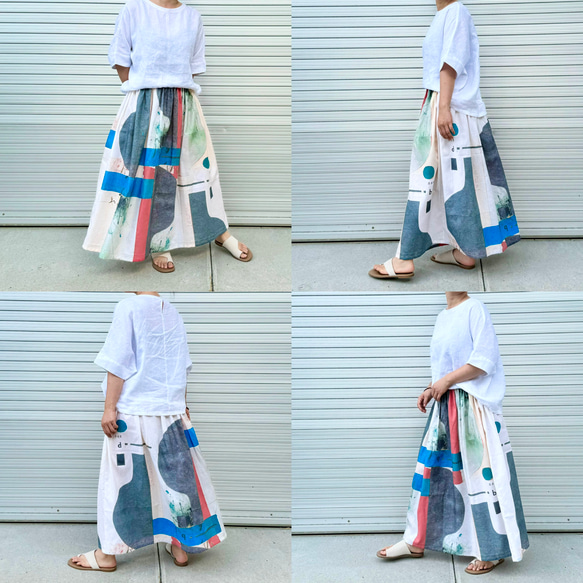 新作♪デザイナーズテキスタイルのスカート ボトルアート　ブルー&レッド 14枚目の画像