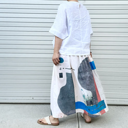 新作♪デザイナーズテキスタイルのスカート ボトルアート　ブルー&レッド 5枚目の画像