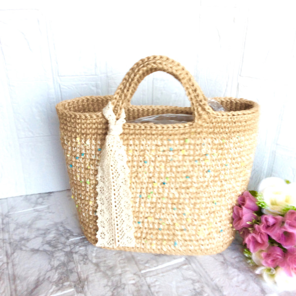 ♥️手編み♥️マルシェバッグ♥️かごバッグ♥️麻紐バッグ♥️春夏