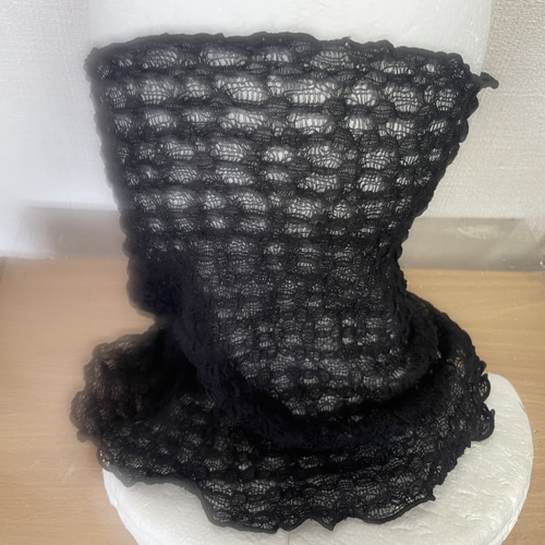 ロングタイプクリンクル加工綿100%ブラックシングル手作りネック  