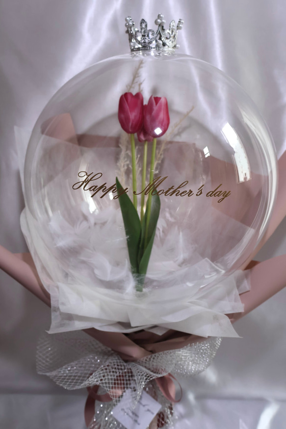 【母の日限定】バルーンフラワー　ブーケタイプ　春色チューリップ 4枚目の画像