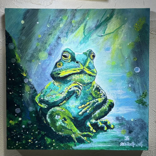 原画no.23 森のカエル王子様 絵画 ケンちゃんの天然石工房 通販  