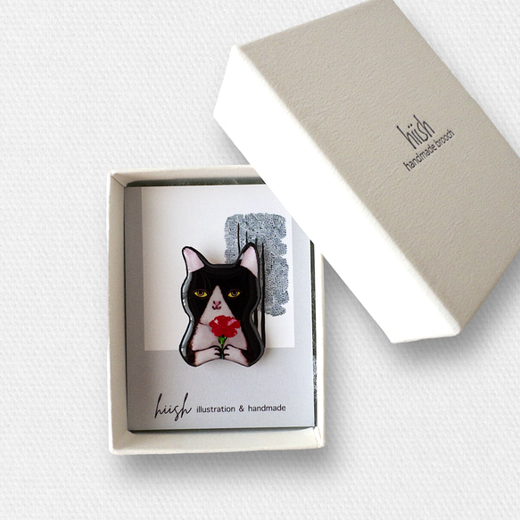 【母親節禮物】印有「謝謝媽媽」卡片的小貓胸針 第7張的照片