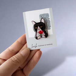 【母親節禮物】印有「謝謝媽媽」卡片的小貓胸針 第4張的照片