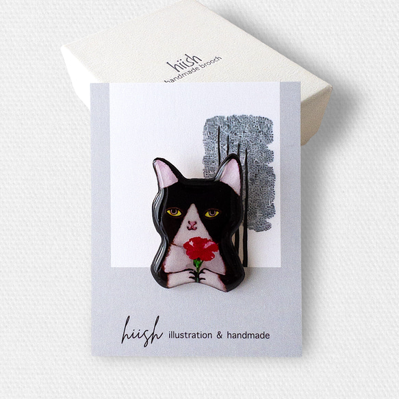 【母親節禮物】印有「謝謝媽媽」卡片的小貓胸針 第6張的照片