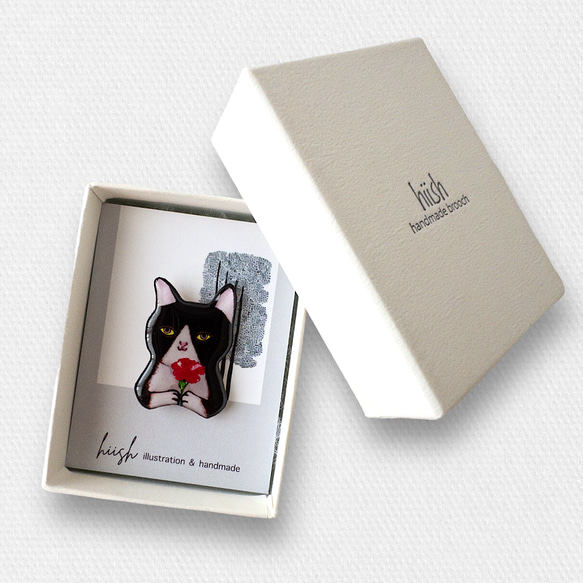 【母親節禮物】印有「謝謝媽媽」卡片的小貓胸針 第8張的照片