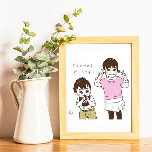 先着3名様限定価格 】 お子様・お孫様のシンプル似顔絵イラスト SNS