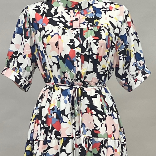 花*様 美品♡ソブ　ロングシャツワンピース　総柄　半袖　リボンベルト　Aライン 楽天市場】ロングワンピース シャツワンピース レディース