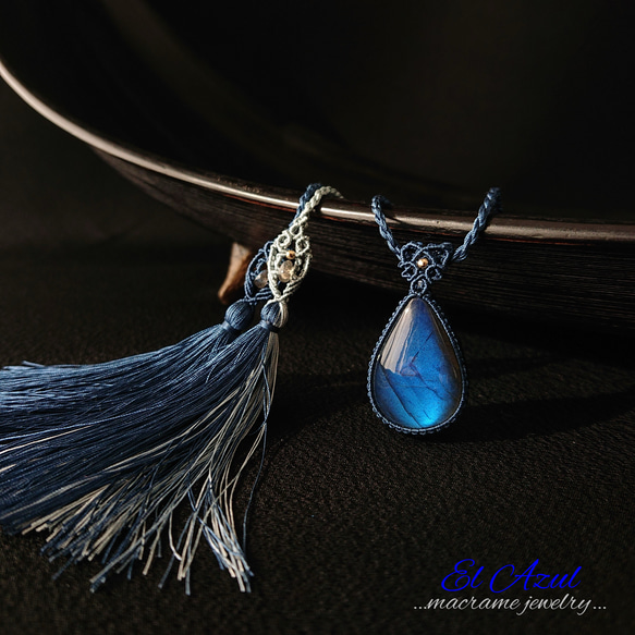 ラブラドライトのマクラメネックレス ラブラドライト マクラメ編みネックレスorチョーカー 天然石