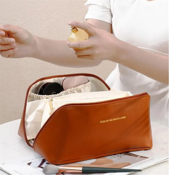 Pu枕化粧品バッグ 大容量化粧品収納バッグ 便利な旅行用 ウォッシュバッグ 1個 3枚目の画像