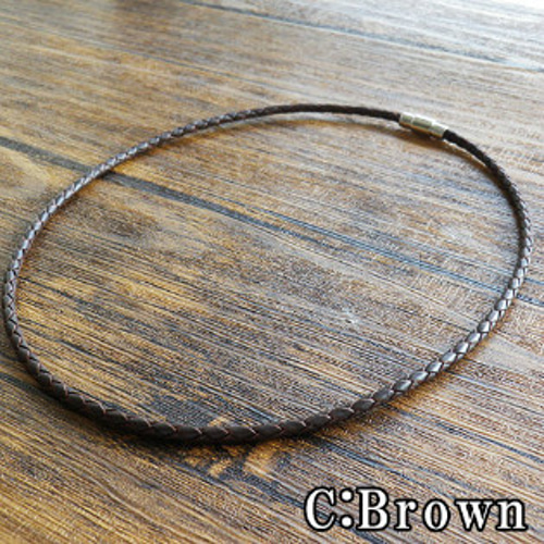 サイズが選べる 38cm～77cm 簡単 マグネット式 本革 3mm ネックレス