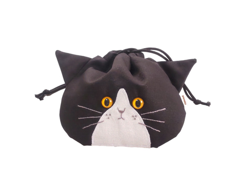 猫耳つき　ファブリックトイレ　猫柄パネル生地　小物入れ　布かご　お椀型ハチワレ猫 猫耳つき ファブリックトイレ 猫柄パネル生地 小物入れ 布かご お椀型