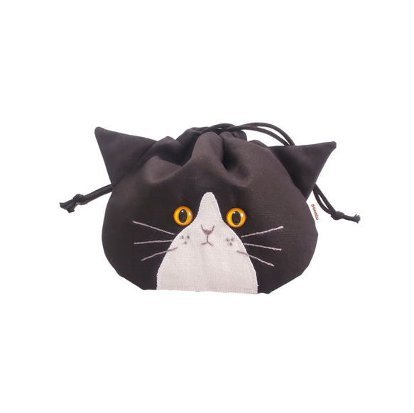猫の目が選べる「猫耳巾着ポーチ」ハチワレ 巾着袋 ponatu 通販