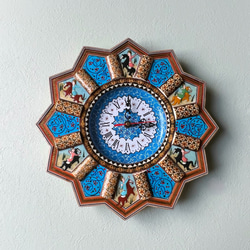 ペルシャの象嵌細工（ハータムカーリー）時計　Mサイズ（Φ32ｃｍ）【SAAT-005】 1枚目の画像